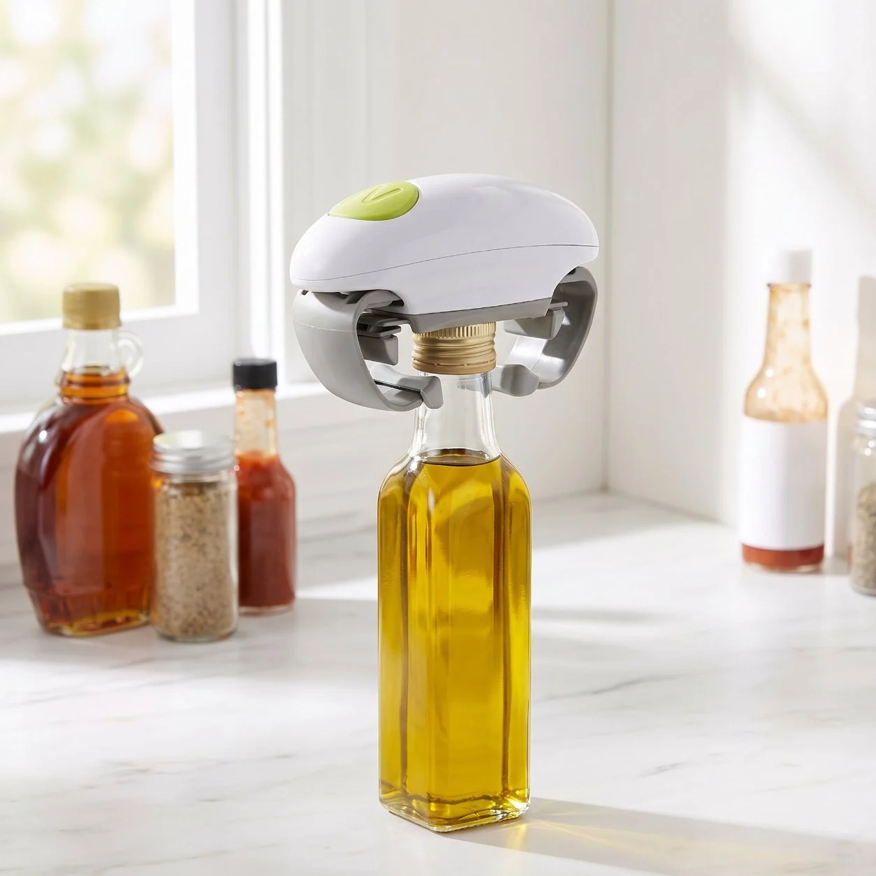 Dressing, syrup and vitamin bottles in a row